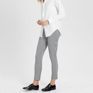 Theory Classic Gingham Plaid Slim Straight Ankle Pant - Black & White